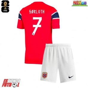 Noruega Alexander Sorloth #7 Primera Equipación Niños Mundial 2026 Manga Corta (+ Pantalones cortos)
